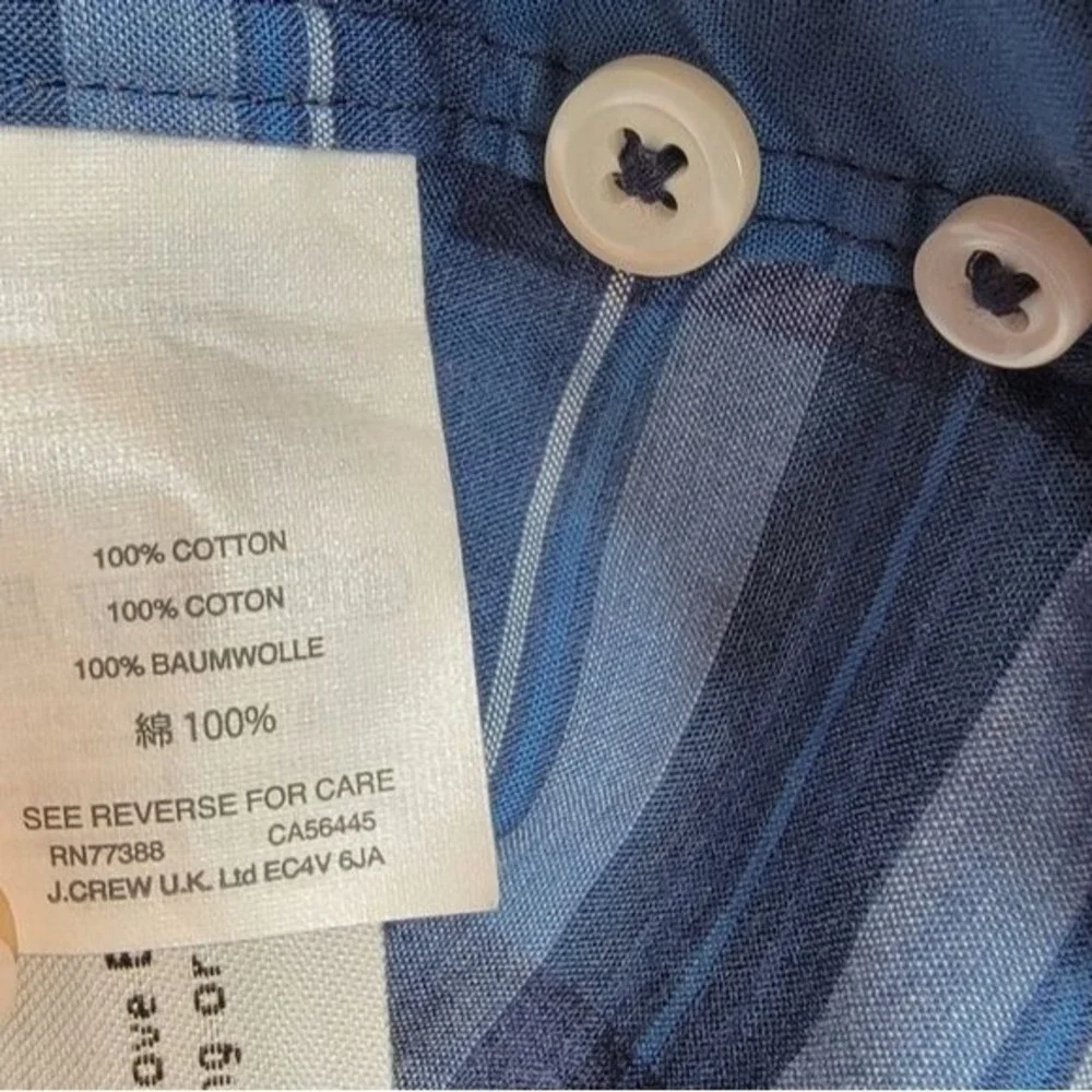 J.CREW Blue Plaid Button Up Long Sleeve Shirt Slim Fit Men's Small Cotton Oxford